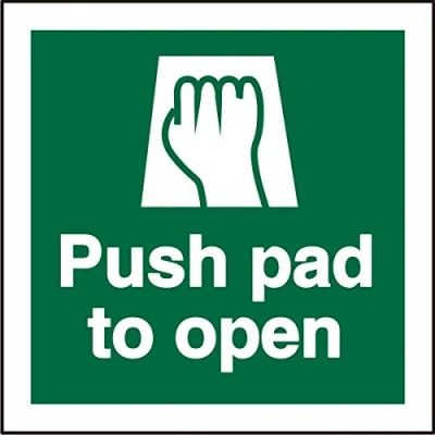 Image of Seco Push Pad to Open Sign, 150mm x 1mm Semi Rigid Plastic