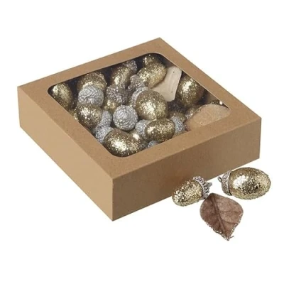 Image of Heaven Sends Box of Decorative Golden Acorns Autumn Decoration Acorn Themed Décor Prop Foliage Autumnal Perfect for Home, Kitchen, Living Room
