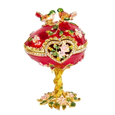 Image of QIFU Vintage Hand Painted Easter Egg Style Jewelry Trinket Box Hinged, Unique Gift for Family