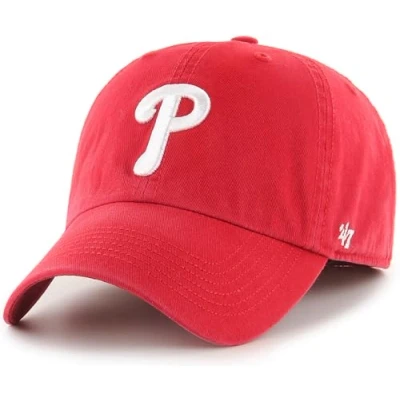 Image of 47 MLB Team Color Primary Logo Franchise Fitted Baseball Hat Cap, Unisex Adult, Philadephia Phillies Red, XL