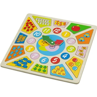 Image of New Classic Toys 18253 Round Puzzle Clock FSC, Multi Coloured