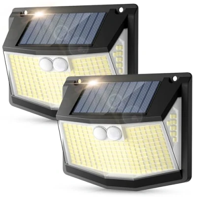 Image of spqment Solar Lights Outdoor Garden : 248 LED Security 3 Modes Motion Sensor Powered Light IP65 Waterproof 270 Wide Angle Outside Yard Garage Wall Lighting 2 Pack