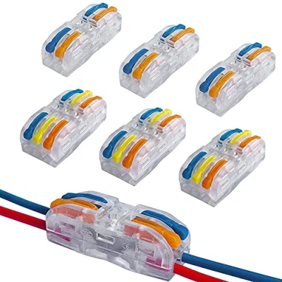 Image of QitinDasen 30Pcs Premium Lever Nut Wire Connectors Kit, Bilateral Transparent Conductor Compact Connectors, Quick Connector Cable Clamp Terminal Block Spring (Multicolor Lever)