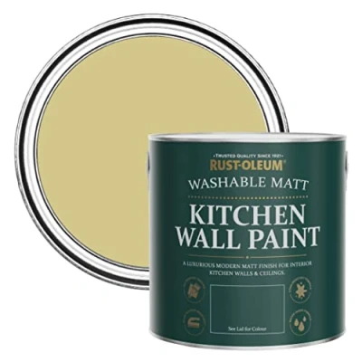 Image of Rust Oleum Green Washable Kitchen Wall Paint in Matt Finish Wasabi 2.5L