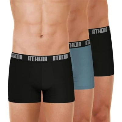 Image of Athena BASIC COLOR Pack de 3 men&#039;s Boxer shorts in Black