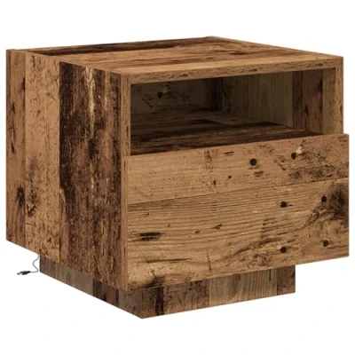Image of vidaXL Bedside Table Rustic Wooden Nightstand with Drawer and Shelf for Bedroom Storage