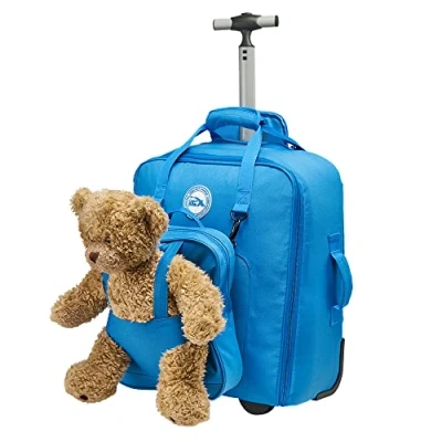 Image of Cabin Max Underseat Children&#039;s Bear Bag 30L 45x36x20cm Trolley Backpack with Removable (Blue)