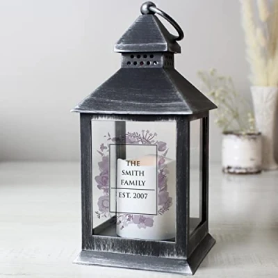Image of Custom Personalised Soft Watercolour Rustic Black Lantern