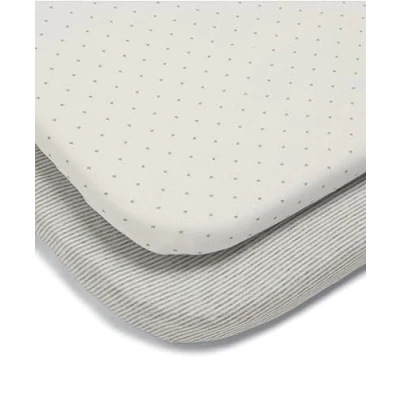 Image of Mamas &amp; Papas 2 Universal Crib Fitted Sheets, Grey Star/Grey Stripe