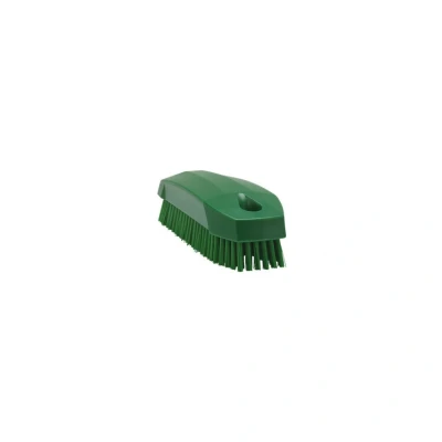 Image of Vikan 64402 Stiff Nail Scrubbing Brush Clean Bathroom Kitchen Upholstery Fabric 13cm x 5cm 4cm, Green, 6440