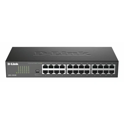 Image of D Link DGS 1024D/B 24‑Port Gigabit Unmanaged Desktop Switch, Hub, Internet Splitter, Metal, Fanless, Plug and Play UK Model black