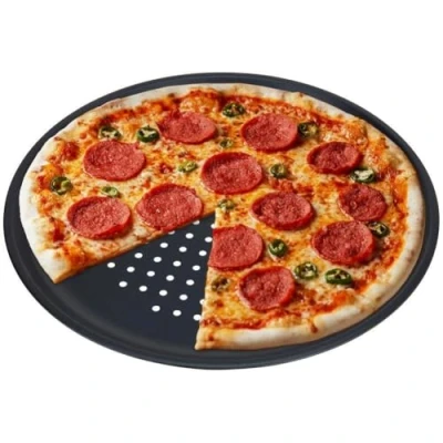 Image of GEEZY Non Stick Pizza Baking Tray, Large 32 cm, Carbon Steel, Fridge &amp; Freezer Safe (1)