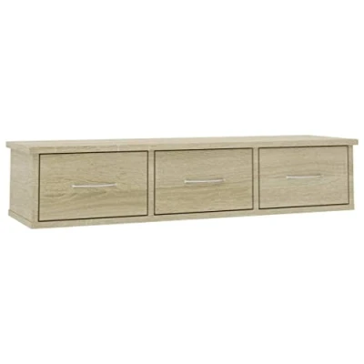 Image of vidaXL Wall mounted Drawer Shelf Chipboard Cabinet Cabinets Shelves Floating 88x26x18.5cm Sonoma Oak