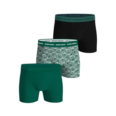 Image of Björn Borg Stretch 3 PACK Pants, Men&#039;s, Size: Medium, Black/green