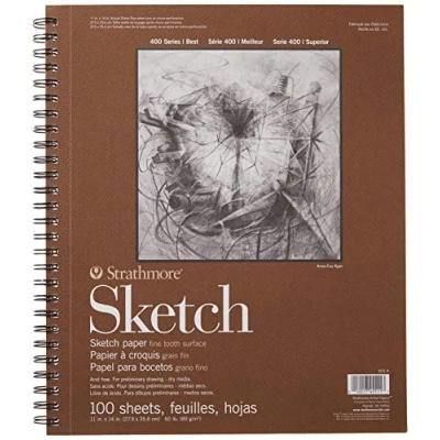 Image of Pro Art Strathmore Sketch Spiral Paper Pad, 100 Sheets, White, 11 inch x 14