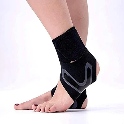 Image of Ankle Supports for Weak Ankles GENERISE Adjustable Brace Provides Compression &amp; Support Sprained Ankle, Tendonitis, Ligament Damage More Black (Medium (Right Foot))