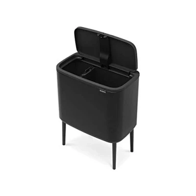 Image of Brabantia Bo Touch Bin 11L + 23L Inner Buckets (Matt Black) Waste/Recycling Kitchen with Removable Compartments Free Bags