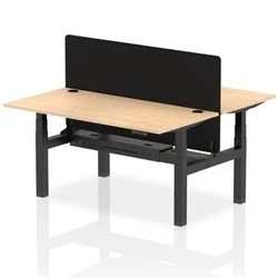 Image of Air B2B 1600x800mm Adjustable 2P Bench Desk CP Maple/Black + Screen