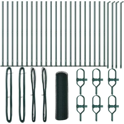 Image of vidaXL Hexagon Fence Green 0,8x50 m Steel
