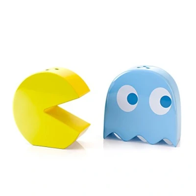 Image of Balvi Pac Man salt and pepper set. Made of ceramic. Set two pieces.