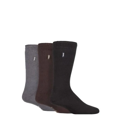 Image of Jeep Mens Thermal Boot Socks &#039;Renegade&#039; 2.3 TOG Warm, Cushioned, Chunky for Outdoor Walking in Winter Size 6 11 3 Pair Multipack Black Brown Grey