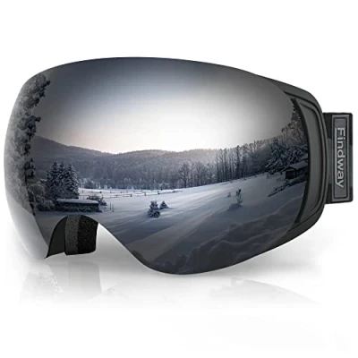 Image of Findway Ski Goggles,Snowboard Goggles for Men Womens Ladies Over Glasses OTG, Magnetic Interchangeable Spherical Lens,Anti fog 100% UV Protection, Anti glare Skiing Snowboarding
