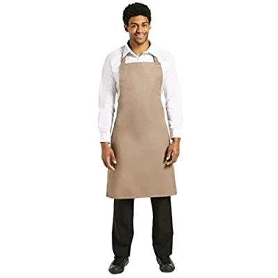 Image of Whites Bib Apron Polycotton Tan Kitchen Cooking Chefs Catering Restaurant