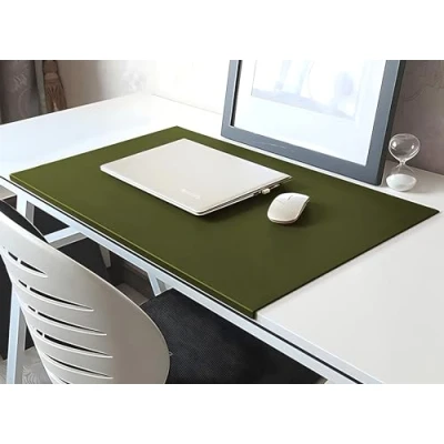 Image of Mouse Pad Desk Mat with Edge Protector, PU Leather Office Home Fixation Lip, Smooth Gaming Non Slip Writing 80x50cm Green