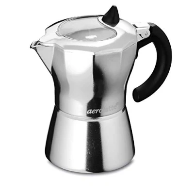 Image of aerolatte 3 Cup MokaVista/Stovetop Espresso Maker, Silver, Cup/165 ml