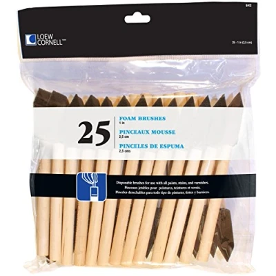 Image of Loew Cornell Foam Brushes 25/Pkg 1 inch Width, Other, Multicoloured, 5.81 x 24.42 24.86 cm