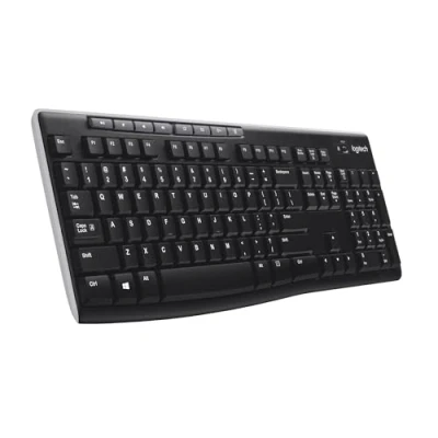 Image of Logitech K270 Wireless Keyboard for Windows, 2.4 GHz Wireless, Full Size, Number Pad, 8 Multimedia Keys, 2 Year Battery Life, Compatible with PC, Laptop, QWERTY UK English Layout Black