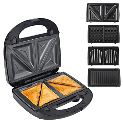 Image of Belaco Sandwich maker 4 in 1 Toaster panini Machine Non Stick Easy Clean triangle waffle and shell detachable Plate Coating skid resistant feet
