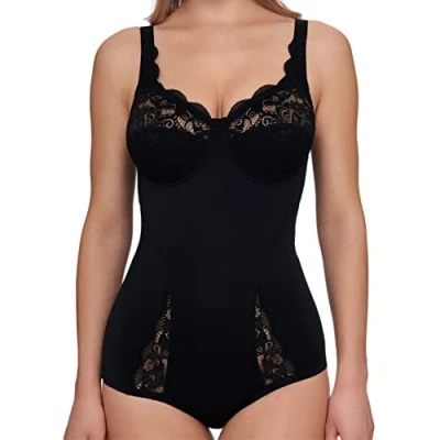 Image of Susa Women&#039;s Body With Elastic Lace Latina Bodysuit, Black (004), 100C