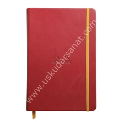 Image of RHODIA 118753C Poppy Rigid Notebook A5 Lined 192 pages Ivory Clairefontaine Paper 90 g/m Bookmark, Elastic Closure Faux Leather Cover Rhodiarama Collection
