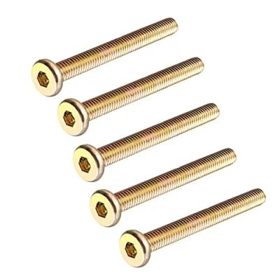 Image of sourcing map M6 x 55mm Threaded Hex Socket Head Cap Screw Bolt Bronze Tone 5 Pcs