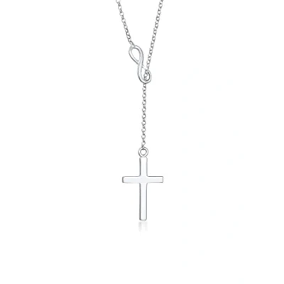 Image of Elli Necklace Women Y Shape Cross Pendant Classic in 925 Sterling Silver