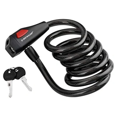 Image of Dunlop 871125207557 Spiral Cable Lock with 2 Keys, Black