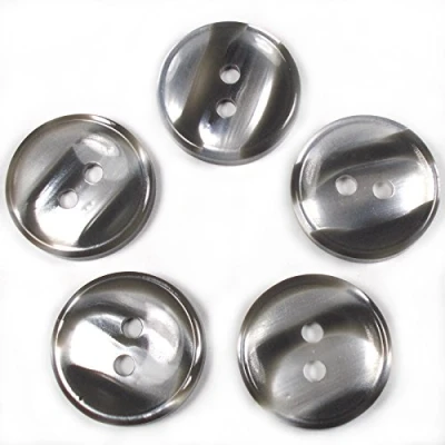 Image of Marble Stripe Humbug Candy Look Round Buttons Pack of 5 (13mm, Grey)