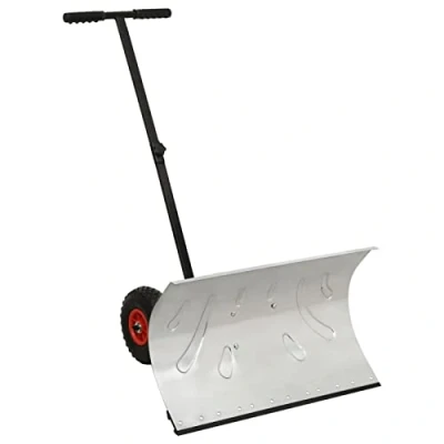 Image of ADWOA Manual Snow Shovel with Wheels,Metal Heavy Duty Plow Pusher for Driveway Large Big Best Winter Removal Tool Set