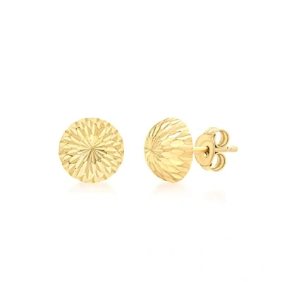 Image of Carissima Gold Women&#039;s 9ct Yellow 10mm Diamond Cut Half Ball Stud Earrings