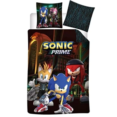 Image of Sonic Prime Bedding Set, Duvet Cover 140 x 200 cm + Pillowcase 63 cm, 100% Microfibre
