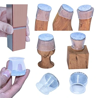 Image of Aneaseit Chair Leg Floor Protectors 1 1/2&quot; x 16 pcs Crystal Felt Bottom Soft Silicone Protector Pads for Furniture Feet &amp; Hardwood Floors Medium Transparent