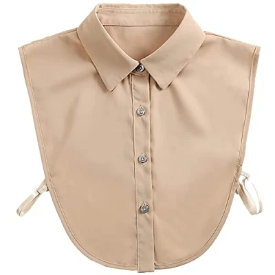 Image of LoudSung Fake Collar Detachable Blouse False Half Shirt Classic Designed Top Elegant for Women Girls Khaki