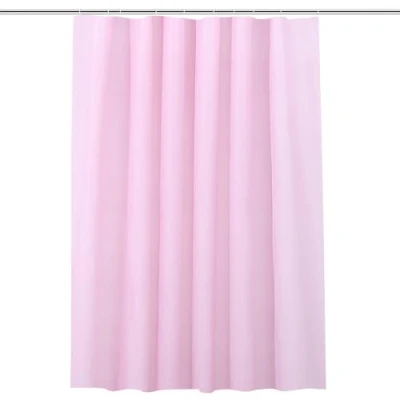 Image of WedDecor Shower Curtains Mould Proof Resistant, Waterproof PEVA Curtain Heavy Duty Bathroom Curtains, With 12 White Plastic Hooks, 180cm x 180cm, Pink