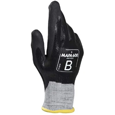 Image of MAPA Professional KRYTECH 600 Cut Resistant Oilproof Safety Gloves Anti Workman, Work Gloves, Mechanics, Builders, Site, Construction Size 10 (XL) Black (1 Pair)