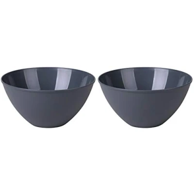 Image of Fornord Set of 2 4.5 Litre Plastic Mixing Bowls Large Kitchen Salad Bowl Dark Grey