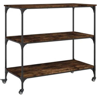 Image of vidaXL Kitchen Trolley Smoked Oak 102x50x95 cm Engineered Wood