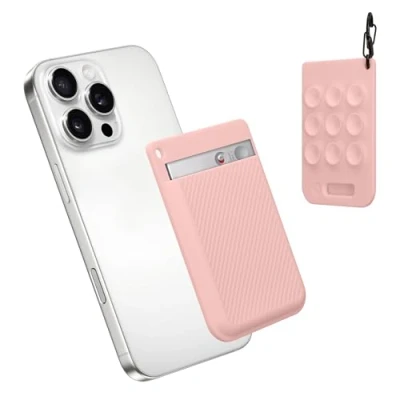 Image of kwmobile AI Voice Recorder Cover Compatible with PLAUD Note Recoder Suction cup mount Dusty Pink
