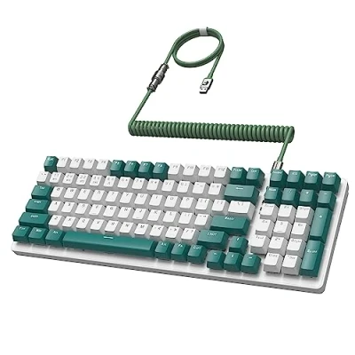 Image of MAMBASANKE K6 Pro 96% 3 Modes Mechanical Gaming Keyboard Hot Swap 4000mAh 2.4Ghz/Bluetooth 5.0/Wired with Coiled USB Cable Type C 9 RGB Backlit Linear Red Switch for MAC Laptop Green