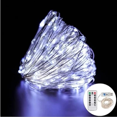 Image of Volunx 2m 1Pcs Fairy Lights Copper USB Plug in, 20 LED Cold White 8 Modes Wire String Remote Timer, Twinkle Firefly for Bedroom Party Night Room Decorations